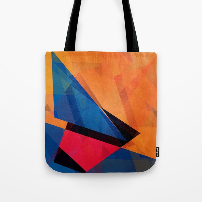 geometric abstract orange and blue Tote Bag by Christine Baessler ...