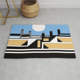 Simple Castle with White Sun "Geometric Works" Rug