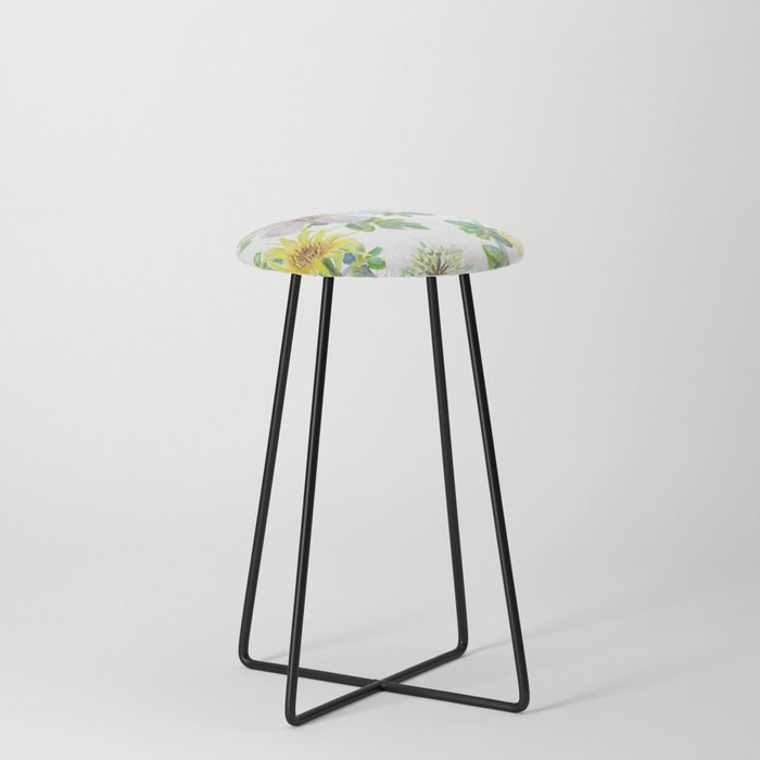 Spring Floral Mix on white Counter Stool