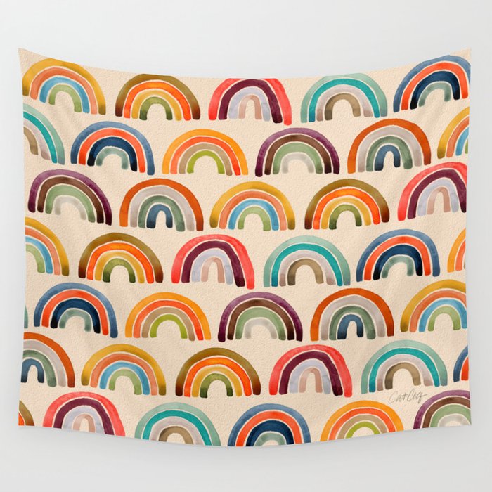 Rainbow Watercolor – Retro Palette Wall Tapestry