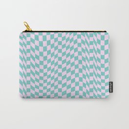 Warped Check Pastel Blue Pink Pattern Carry-All Pouch