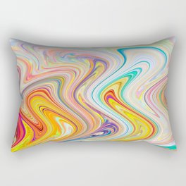 Surreal Wavy Abstraction In Multi Color Rectangular Pillow