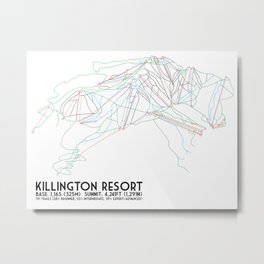 Killington, VT - Minimalist Trail Art Metal Print