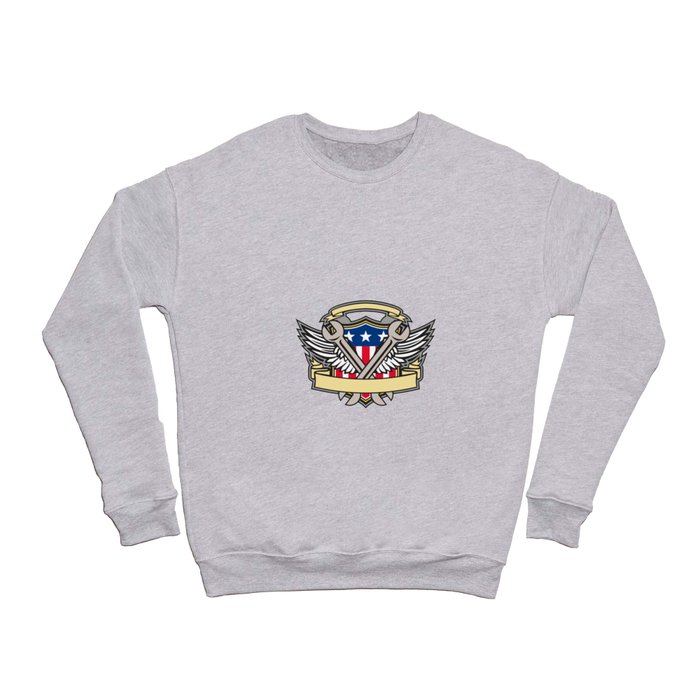 Crossed Wrench Army Wings American Flag Shield Crewneck Sweatshirt