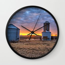 Grain Bin Sunset Wall Clock