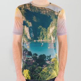 Blue lagoon, Thailand harbor landscape Pacific isles ocean nautical maritime color photograph / photography All Over Graphic Tee