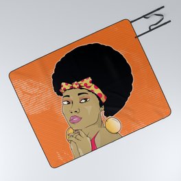 Retro Black Woman Picnic Blanket