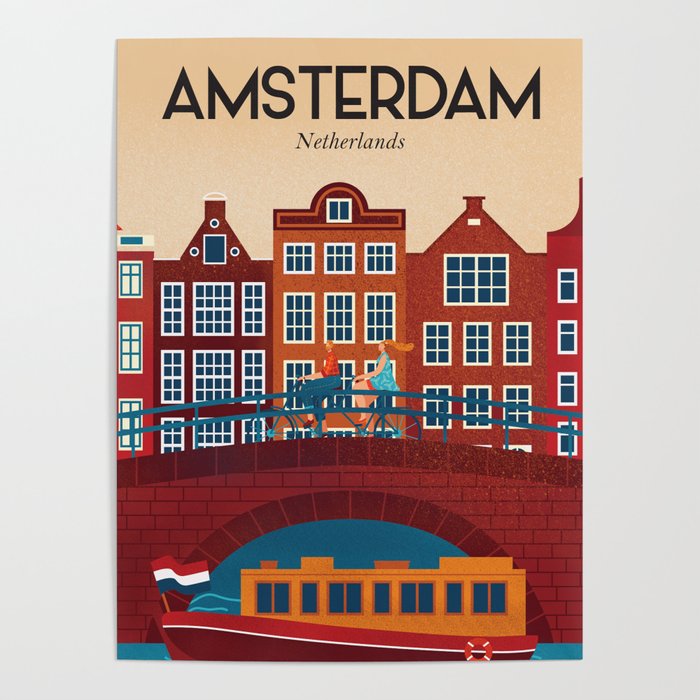 Amsterdam travel poster Poster