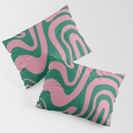 Tropical Abstract Modern Swirl Pattern in Cashmere Rose Pink on Vivid Green Pillow Sham