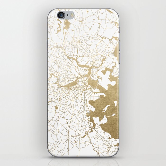 Boston White and Gold Map iPhone Skin