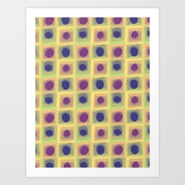 Tick Tack Toe Art Print | Wine, Playful, Blue, Orange, Fun, Bright, Circles, Yellow, Lime, Squares 