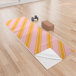 [ Thumbnail: Pink & Orange Colored Lines/Stripes Pattern Yoga Towel ]