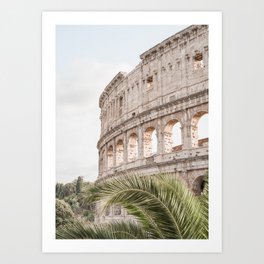 The Roman Colosseum Palm Photo | Italy Travel Photography Art Print In Soft Colors | Architecture In Rome City Art Print