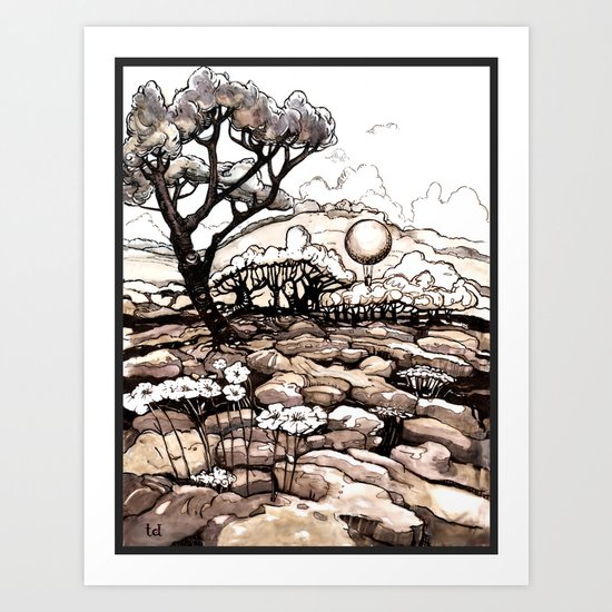 Moonlight Ride - Black and White Rendition Art Print