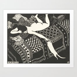 Woman and cat, La Paresse, Laziness, Felix Vallotton Art Print