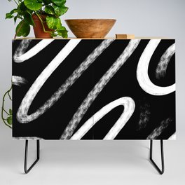 Black & White Abstract Lines#2 Credenza