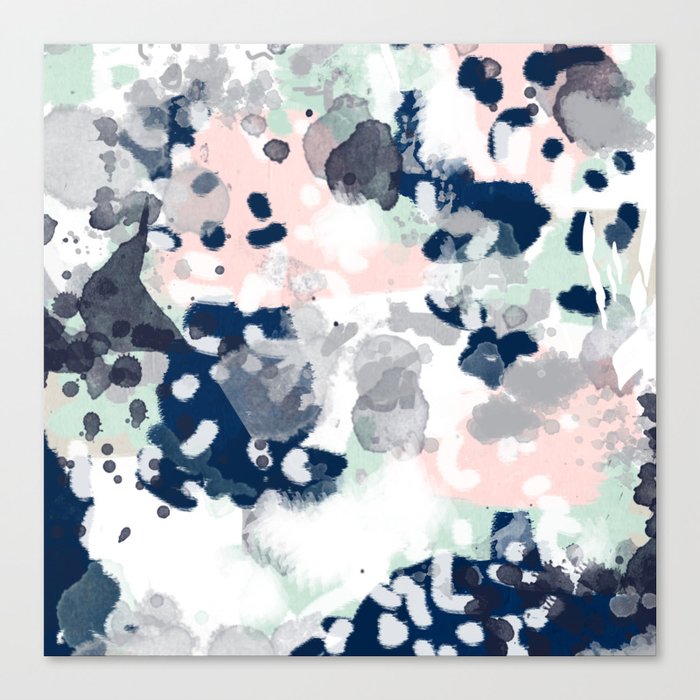 Melia - abstract minimal painting acrylic watercolor nursery mint navy pink Leinwanddruck Melia - abstract minimal painting acrylic watercolor nursery mint navy pink Leinwanddruck