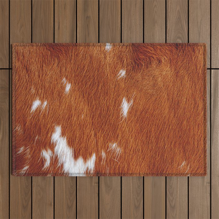 Tan Cowhide Smooth Texture Outdoor Rug