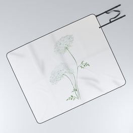 Queen Ann's Lace watercolor painting Picnic Blanket