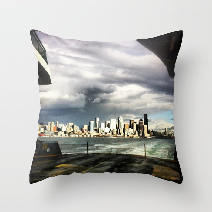 Seattle Ferry Boat Ride Throw Pillow