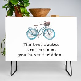 The Best Routes Are The Ones You Haven't Ridden -vintage bike illustration cyclist cycle quote motto wanderlust adventure quotes. Credenza
