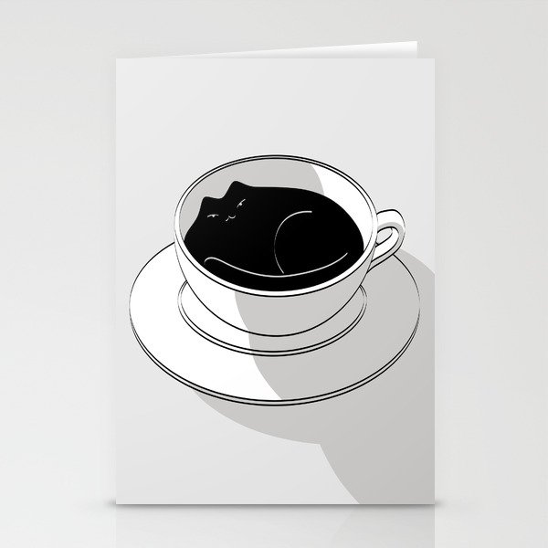 Coffee Cat 5: Black Catfee Stationery Cards