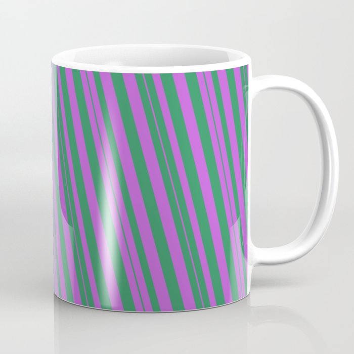 Sea Green and Orchid Colored Stripes/Lines Pattern Coffee Mug