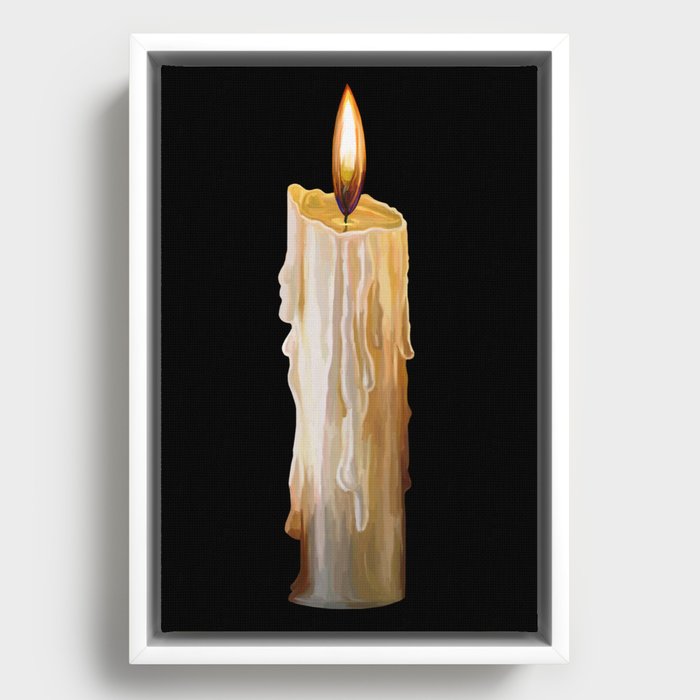 Solo Melting Wax Flickering Candle Framed Canvas