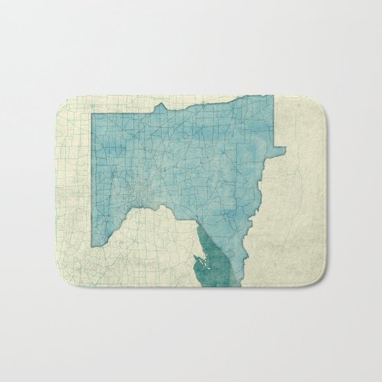 Minnesota State Map Blue Vintage Bath Mat