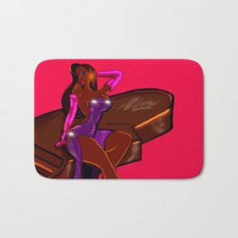 Oh Jessica... (Brown Piano/Pink Background) Bath Mat | Pink, Color, Girl, Rabbit, Digital, Diva, Roger, Graphicdesign, Jessica, Jazz 