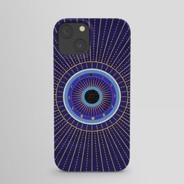 Cobalt Blue Evil Eye Mandala  with Moon Phases iPhone Case