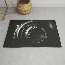 A Close-up of a Vintage Kodak Camera | Black & White Photography | Product Photography | Photo Print | Fine Art Print Area & Throw Rug