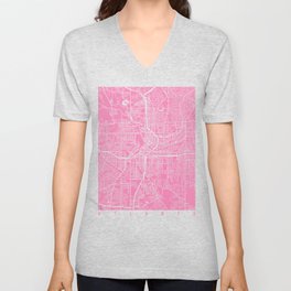 Atlanta map pink V Neck T Shirt