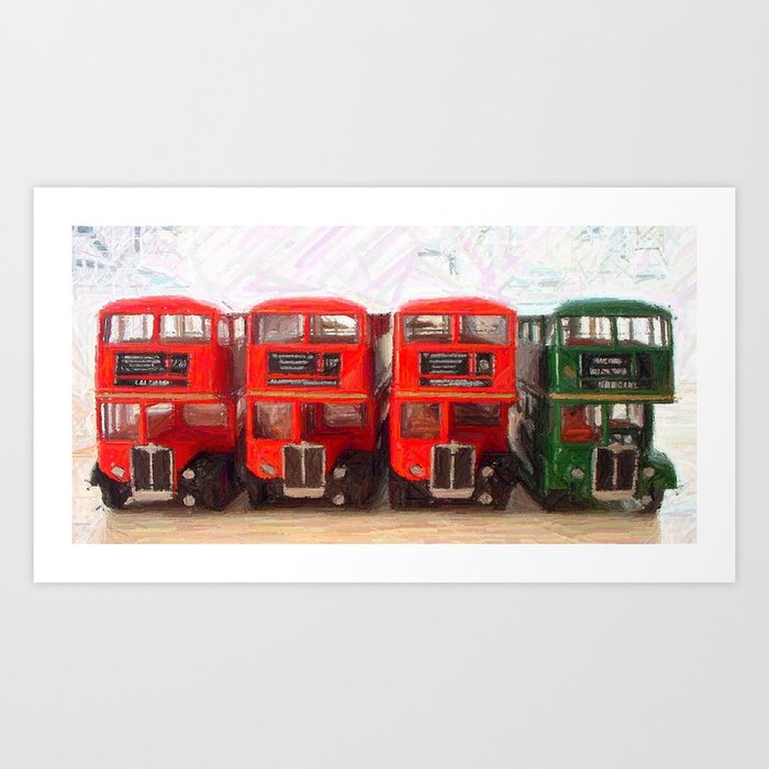 Buses - they all come together ! Art Print