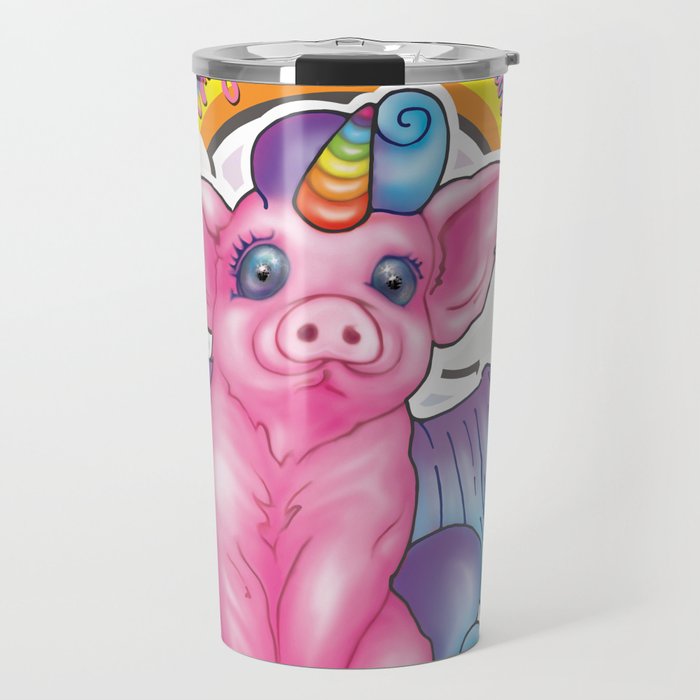 Wanna be a unicorn, Rainbow illustration, Candy colors Travel Mug
