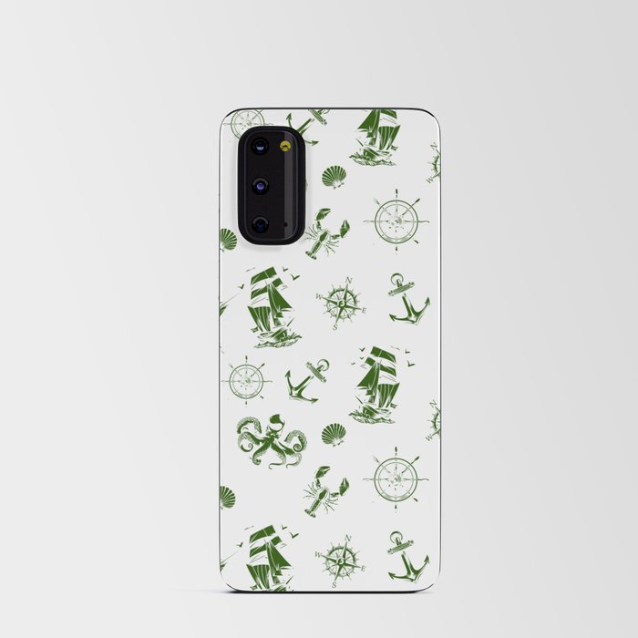 Green Silhouettes Of Vintage Nautical Pattern Android Card Case