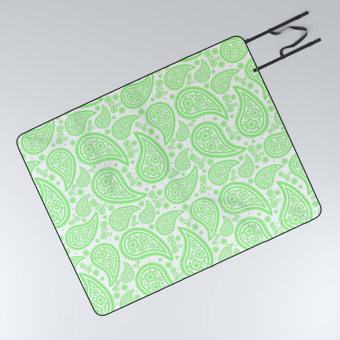 Paisley (Light Green & White Pattern) Picnic Blanket