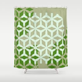 Retro Modern Color Block Greens Shower Curtain