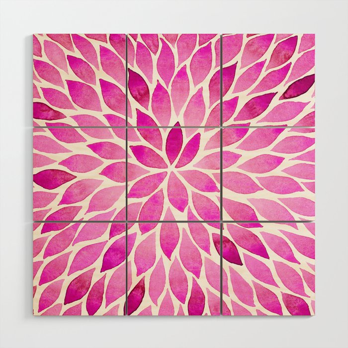 Leaves Pattern - Pink Wood Wall Art