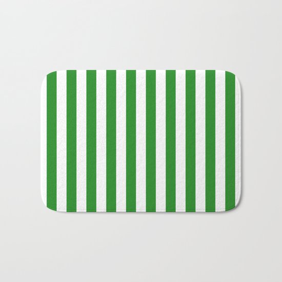 Vertical Stripes (Forest Green/White) Bath Mat