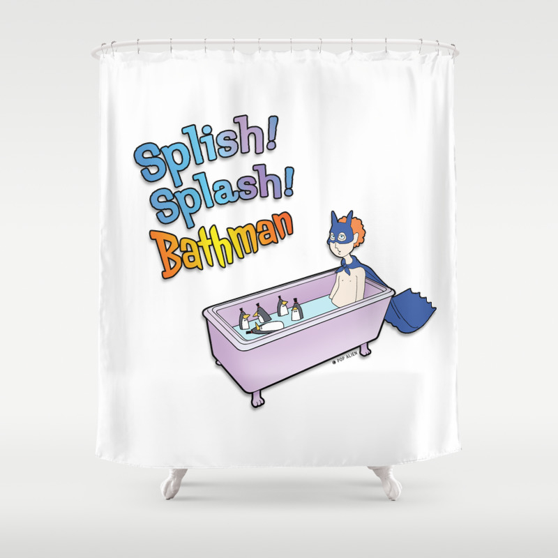 The Bath Guys Splish Splash Bathman Shower Curtain By Popalien Society6