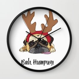 Bah Humpug Reindeer Dog Wall Clock