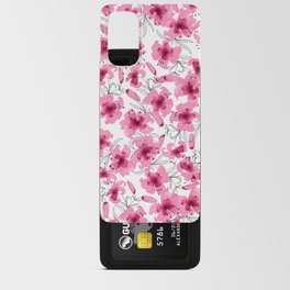 Watercolor burgundy red pink black botanical flowers Android Card Case