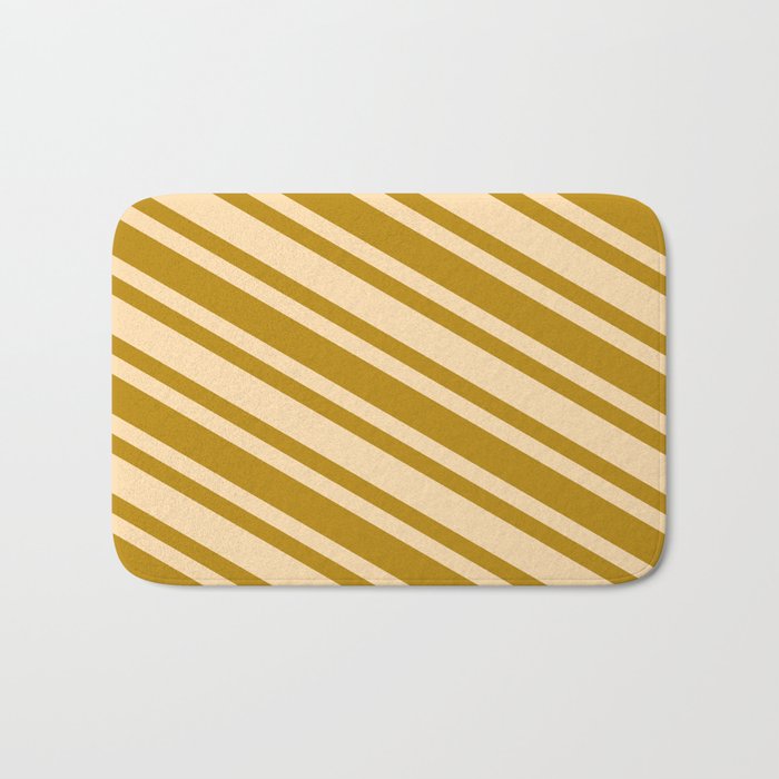 Dark Goldenrod & Tan Colored Lines/Stripes Pattern Bath Mat