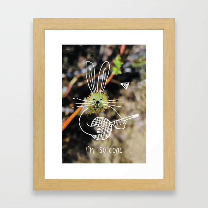 Musician playing with badminton racket Framed Art Print