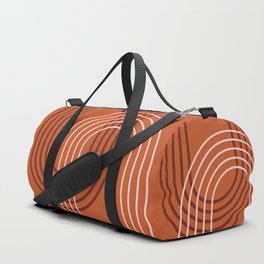 Geometric Lines Rainbow Abstract 7 in Rust Rose Gold Duffle Bag