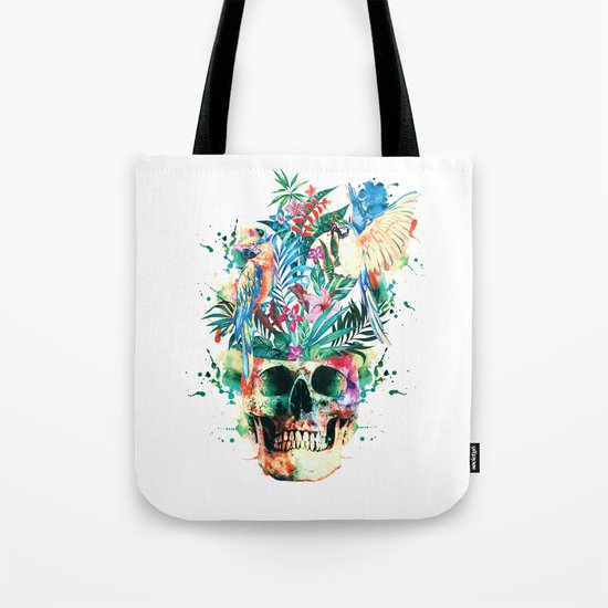Skull - Parrots Tote Bag