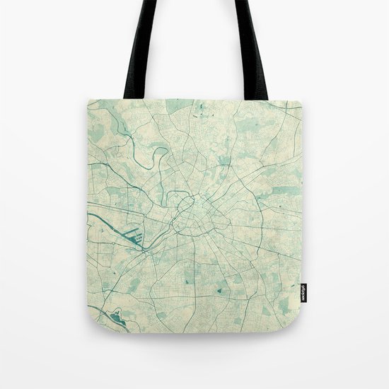 Manchester Map Blue Vintage Tote Bag