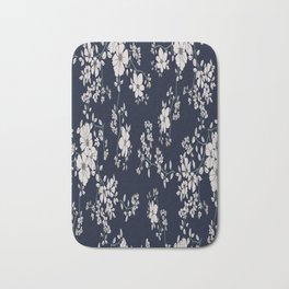 Floral Pattern with Dark Blue Background Bath Mat | Pattern, Blue, Typography, Watercolor, Acrylic, Vector, Graphite, Abstract, Seemless, Background 