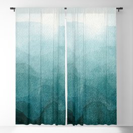 Sunrise in the mountains, dawn, teal, abstract watercolor Blackout Curtain